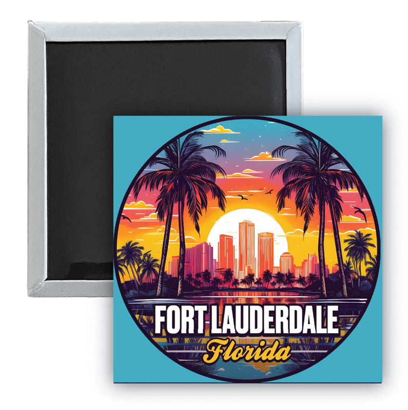 Fort Lauderdale Florida Design B Souvenir 2.5 x 2.5-Inch Fridge Magnet 2-Pack