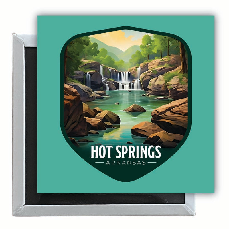 Hot Springs Arkansas Lake Springs Design Souvenir 2.5 x 2.5-Inch Fridge Magnet 2-Pack