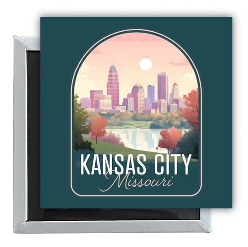 Kansas City Missouri Design B Souvenir 2.5 x 2.5-Inch Fridge Magnet 2-Pack