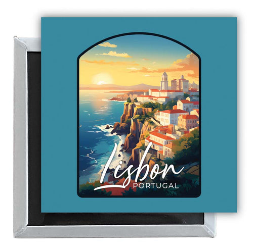 Lisbon Portugal Design B Souvenir 2.5 x 2.5-Inch Fridge Magnet Single