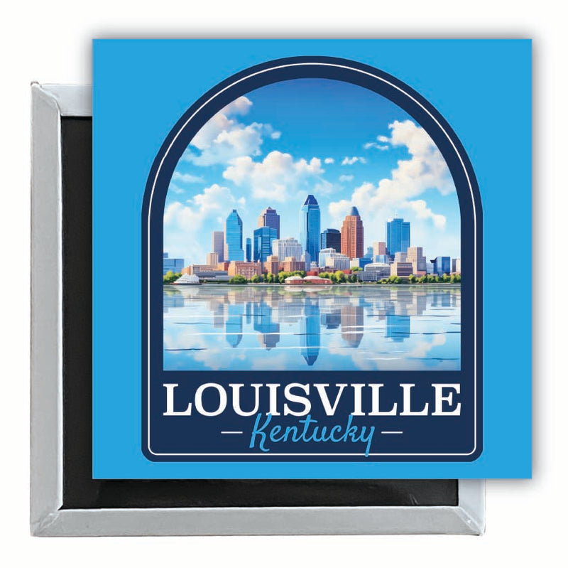 Louisville Kentucky Daytime Cityscape Design Souvenir 2.5 x 2.5-Inch Fridge Magnet 4-Pack