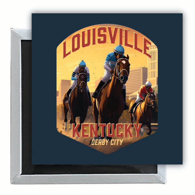 Louisville Kentucky Derby City Design Souvenir 2.5 x 2.5-Inch Fridge Magnet 4-Pack