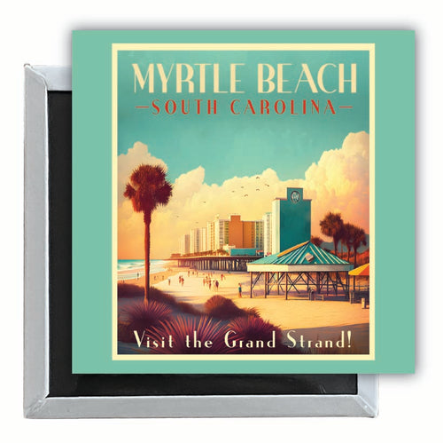 Myrtle Beach South Carolina Design A Souvenir 2.5 x 2.5-Inch Fridge Magnet 2-Pack