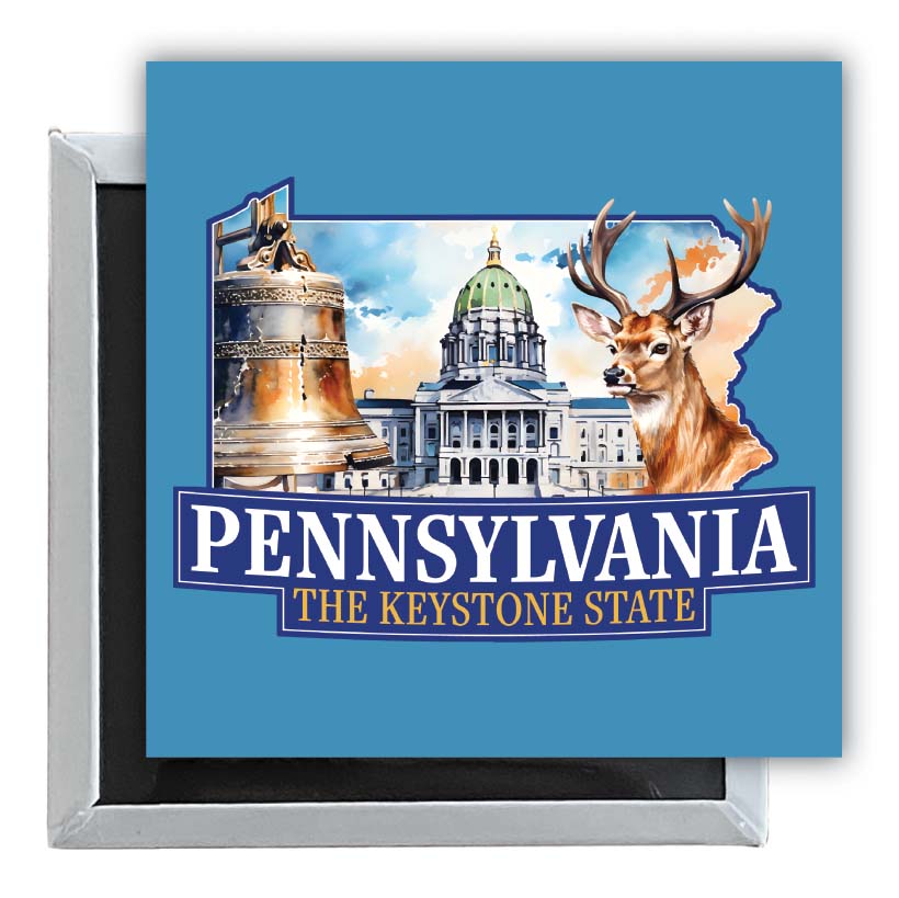 Pennsylvania Design D Souvenir 2.5 x 2.5-Inch Fridge Magnet 4-Pack