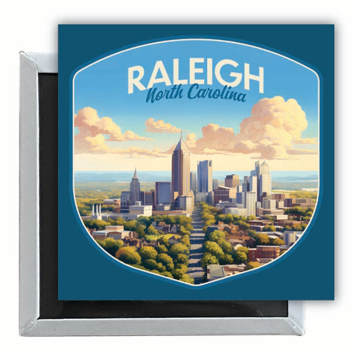 Raleigh North Carolina Daytime Cityscape Design Souvenir 2.5 x 2.5-Inch Fridge Magnet Single