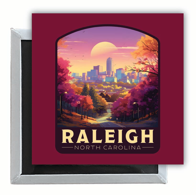 Raleigh North Carolina City of Oaks Design Souvenir 2.5 x 2.5-Inch Fridge Magnet 2-Pack