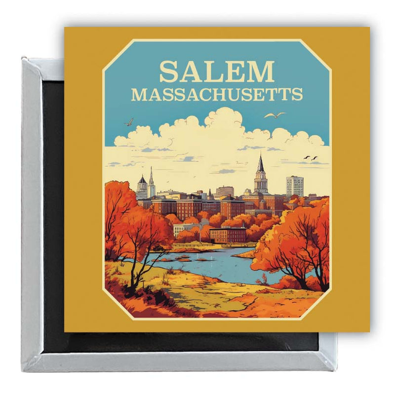 Salem Massachussettes Design A Souvenir 2.5 x 2.5-Inch Fridge Magnet 4-Pack
