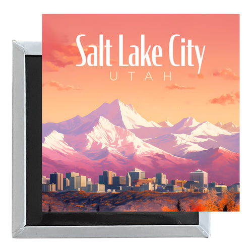 Salt Lake City Utah Design C Souvenir 2.5 x 2.5-Inch Fridge Magnet Single