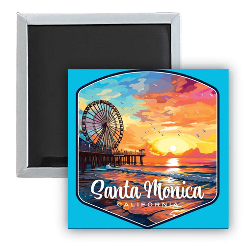 Santa Monica California Design A Souvenir 2.5 x 2.5-Inch Fridge Magnet 2-Pack