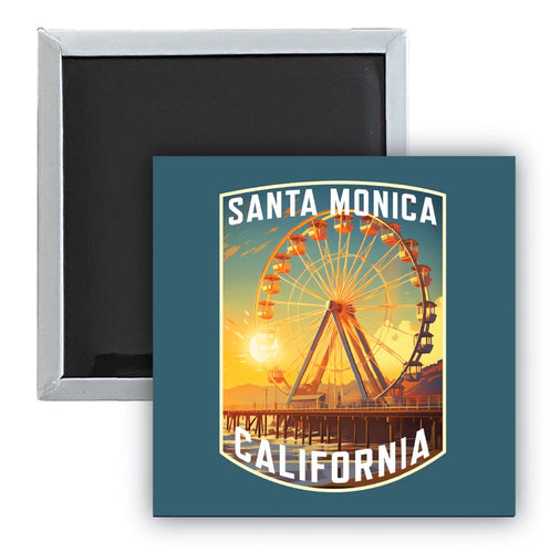 Santa Monica California Design C Souvenir 2.5 x 2.5-Inch Fridge Magnet 4-Pack