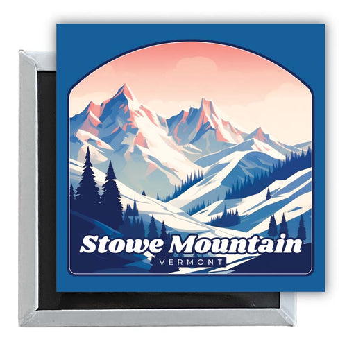 Stowe Mountain Vermont Design A Souvenir 2.5 x 2.5-Inch Fridge Magnet 4-Pack