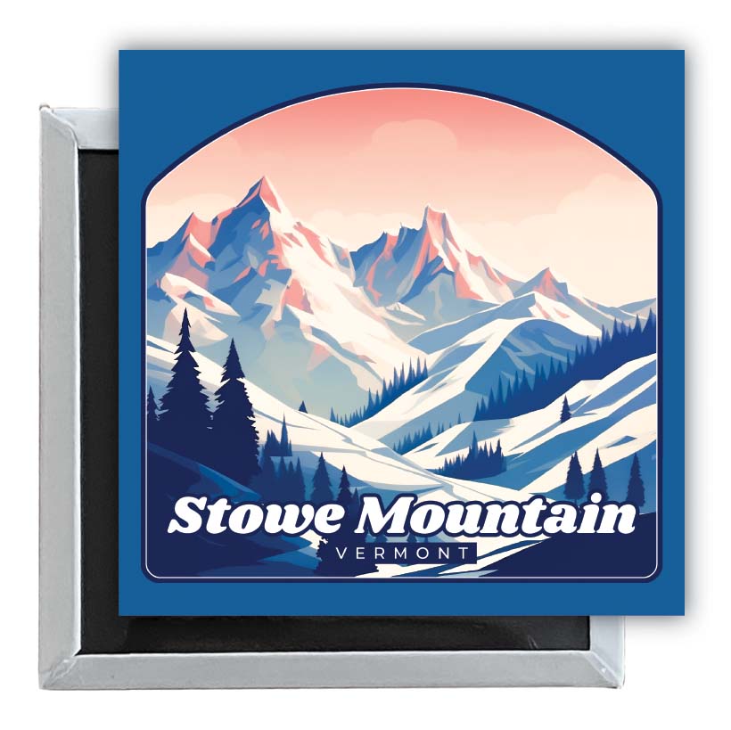 Stowe Mountain Vermont Design A Souvenir 2.5 x 2.5-Inch Fridge Magnet 4-Pack