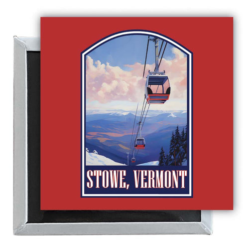 Stowe Mountain Vermont Design B Souvenir 2.5 x 2.5-Inch Fridge Magnet Single