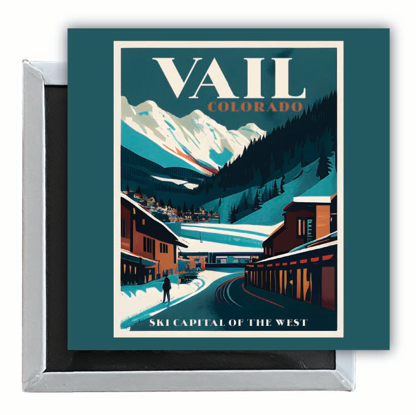 Vail Colorado Design B Souvenir 2.5 x 2.5-Inch Fridge Magnet Single