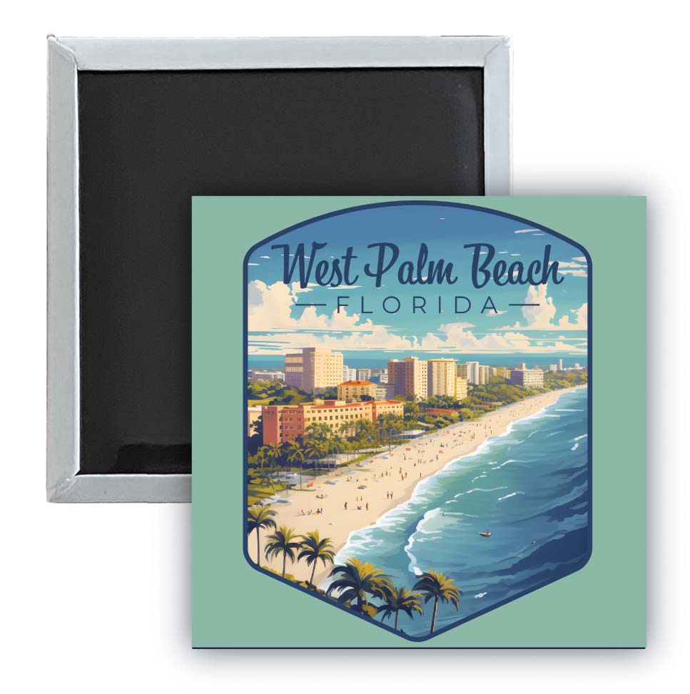 West Palm Beach Florida Design A Souvenir 2.5 x 2.5-Inch Fridge Magnet 4-Pack