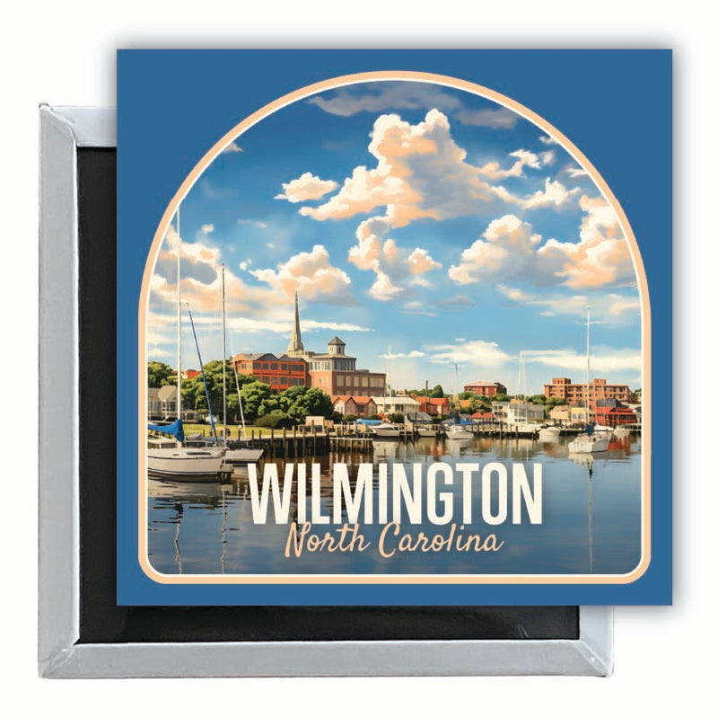 Wilmington North Carolina Riverwalk Design Souvenir 2.5 x 2.5-Inch Fridge Magnet 2-Pack