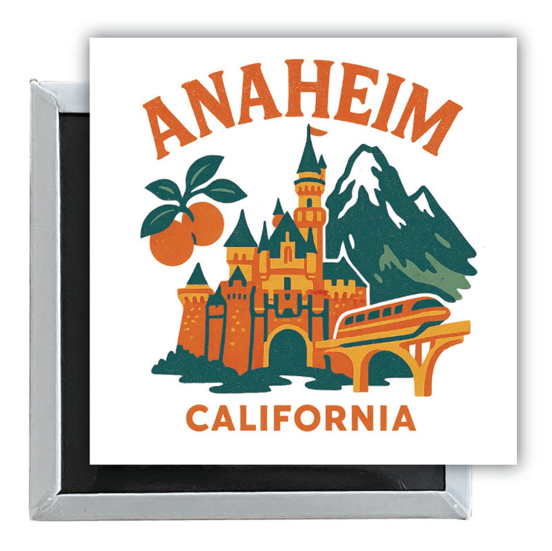 Anaheim California Vintage Design Souvenir 2.5 x 2.5-Inch Fridge Magnet 