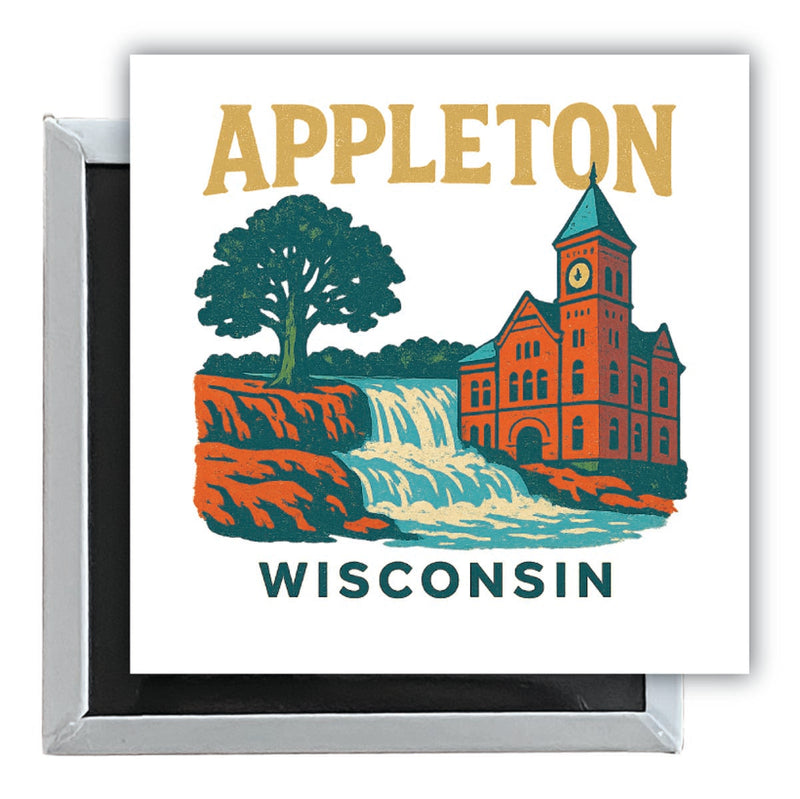 Appleton Wisconsin Vintage Design Souvenir 2.5 x 2.5-Inch Fridge Magnet 