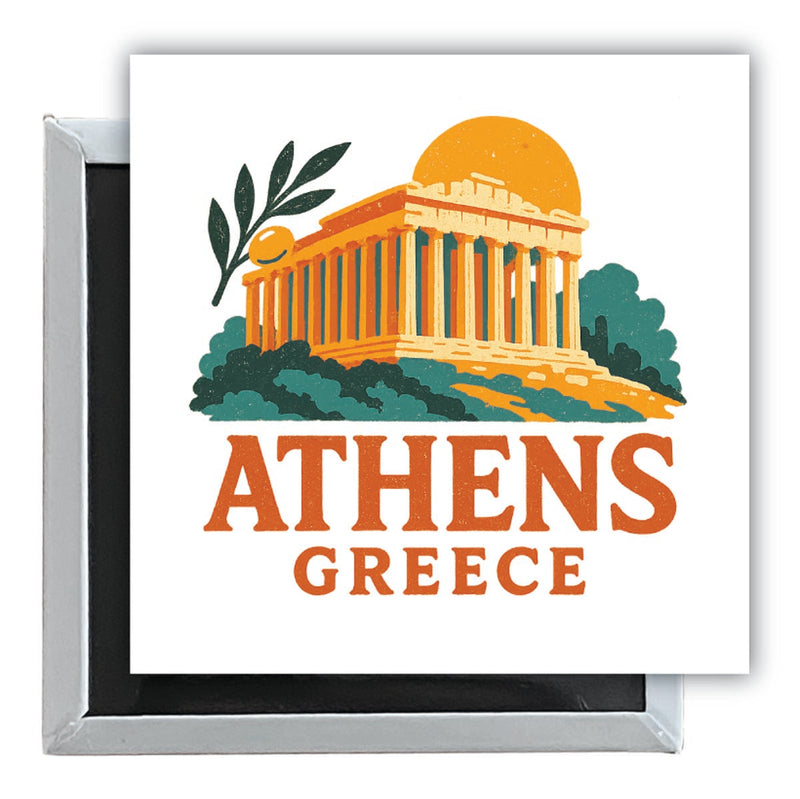 Athens Greece Vintage Design Souvenir 2.5 x 2.5-Inch Fridge Magnet 