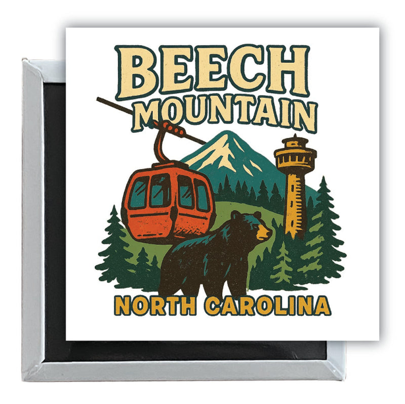 Beech Mountain North Carolina Vintage Design Souvenir 2.5 x 2.5-Inch Fridge Magnet 