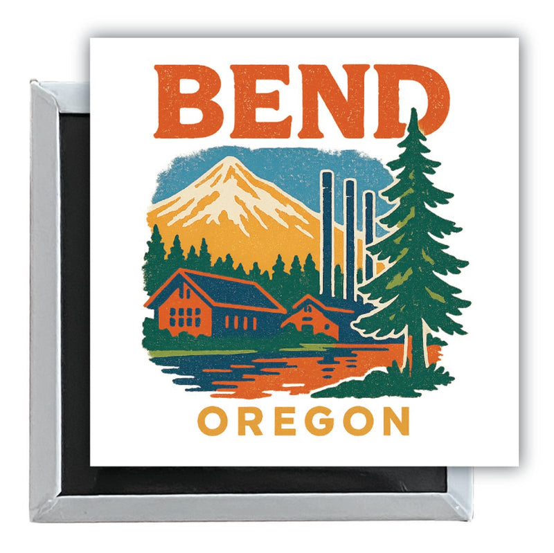 Bend Oregon Vintage Design Souvenir 2.5 x 2.5-Inch Fridge Magnet 