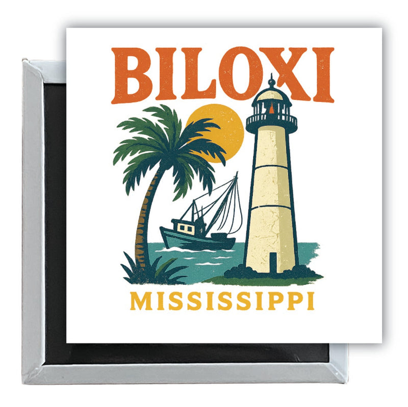 Biloxi Mississippi Vintage Design Souvenir 2.5 x 2.5-Inch Fridge Magnet 