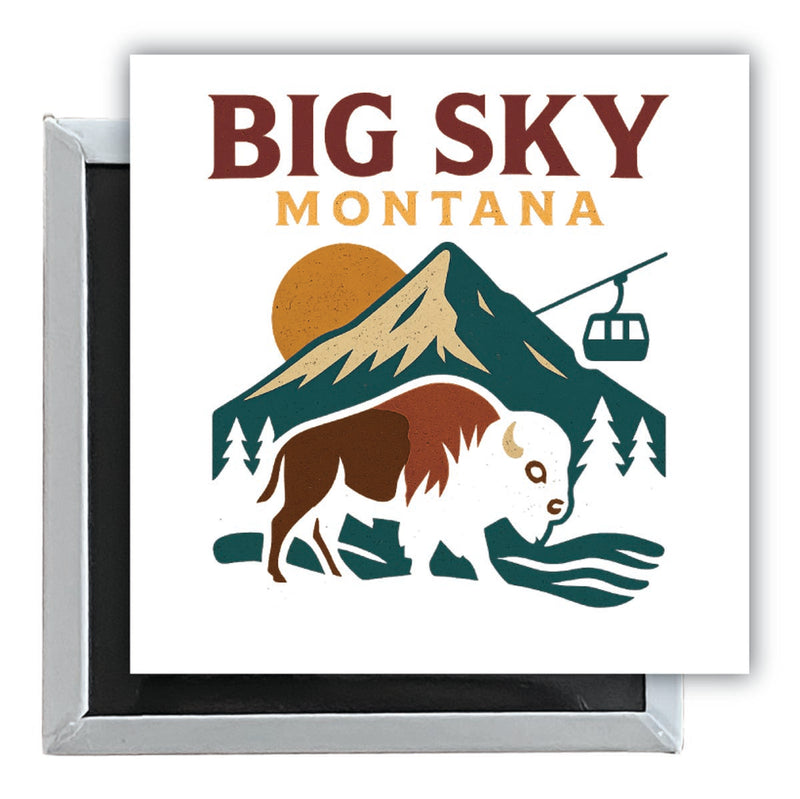 Big Sky Montana Vintage Design Souvenir 2.5 x 2.5-Inch Fridge Magnet 