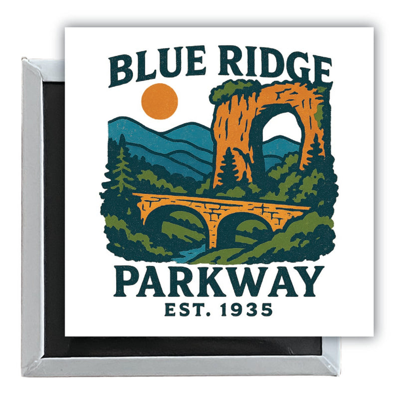 Blue Ridge Parkway Vintage Design Souvenir 2.5 x 2.5-Inch Fridge Magnet 