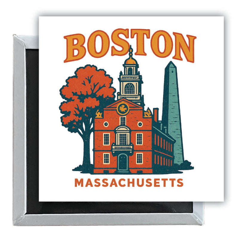 Boston Massachusetts Vintage Design Souvenir 2.5 x 2.5-Inch Fridge Magnet 
