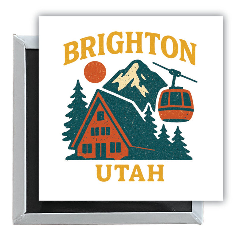 Brighton Utah Vintage Design Souvenir 2.5 x 2.5-Inch Fridge Magnet 