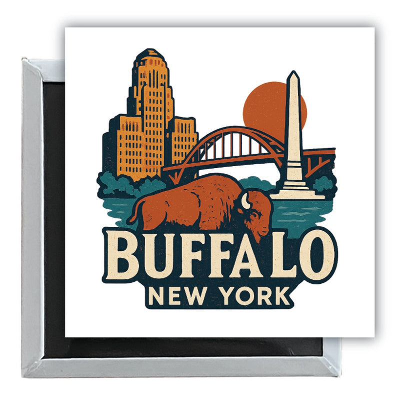 Buffalo New York Vintage Design Souvenir 2.5 x 2.5-Inch Fridge Magnet 