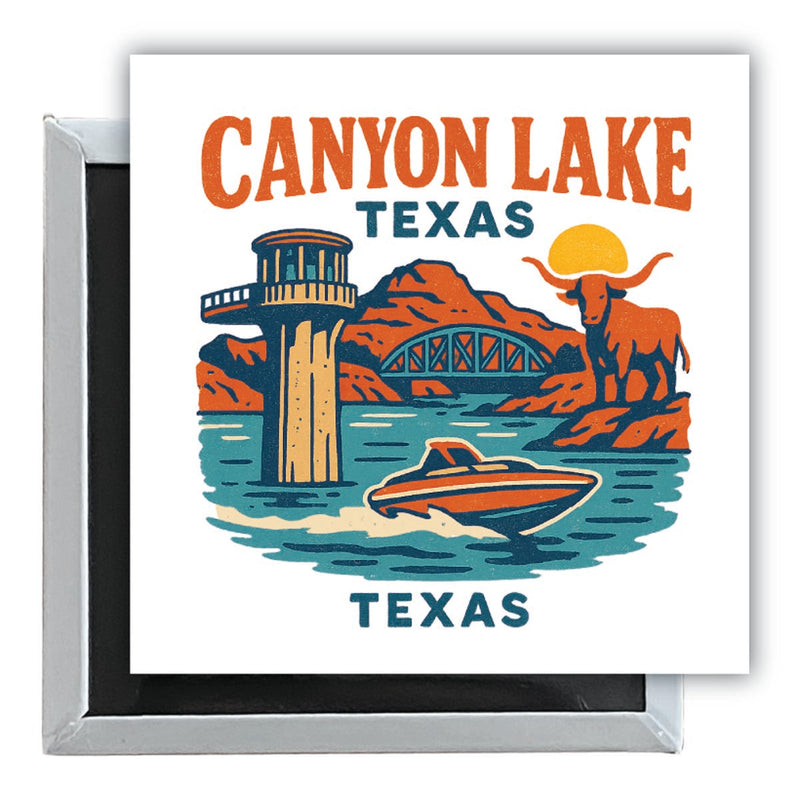 Canyon Lake Texas Vintage Design Souvenir 2.5 x 2.5-Inch Fridge Magnet 