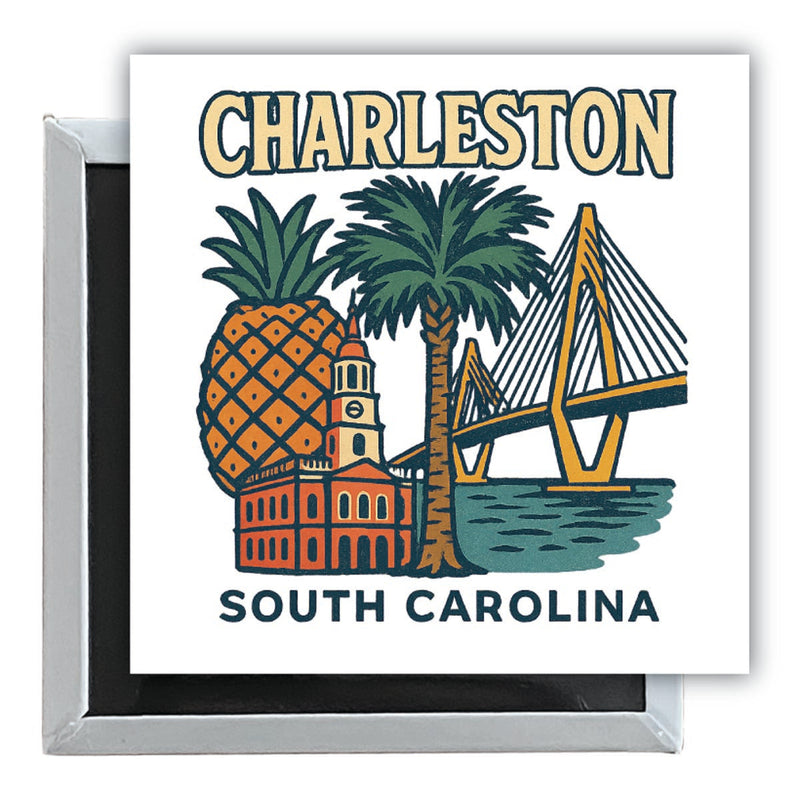 Charleston South Carolina Vintage Design Souvenir 2.5 x 2.5-Inch Fridge Magnet 