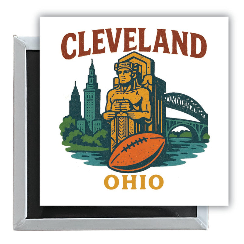 Cleveland Ohio Vintage Design Souvenir 2.5 x 2.5-Inch Fridge Magnet 