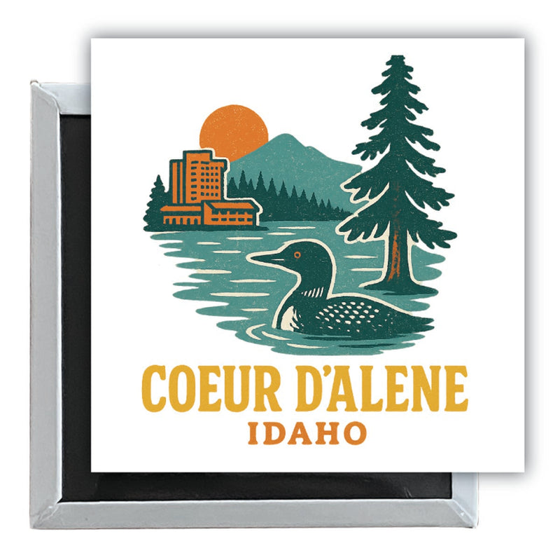 Coeur D'Alene Idaho Vintage Design Souvenir 2.5 x 2.5-Inch Fridge Magnet 