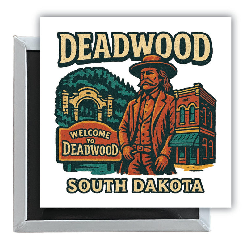 Deadwood South Dakota Vintage Design Souvenir 2.5 x 2.5-Inch Fridge Magnet 