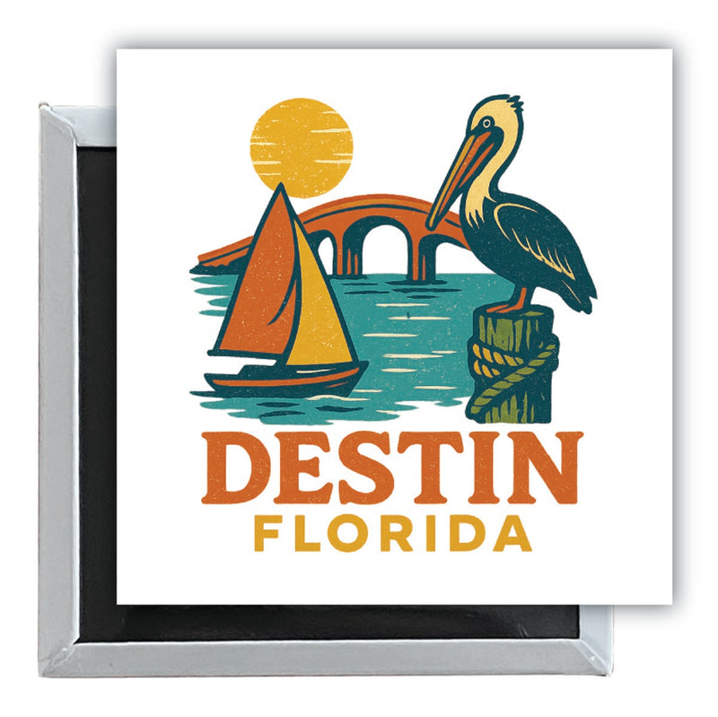 Destin Florida Vintage Design Souvenir 2.5 x 2.5-Inch Fridge Magnet 