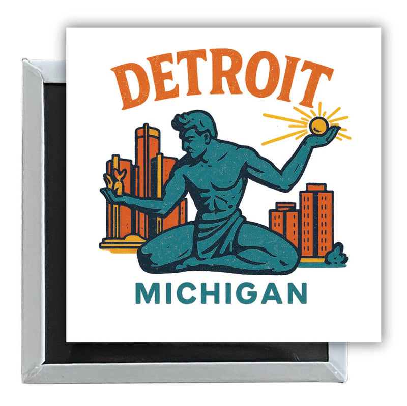 Detroit Michigan Vintage Design Souvenir 2.5 x 2.5-Inch Fridge Magnet 