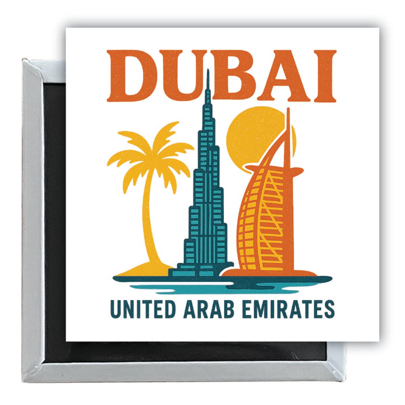 Dubai United Arab Emirates Vintage Design Souvenir 2.5 x 2.5-Inch Fridge Magnet 