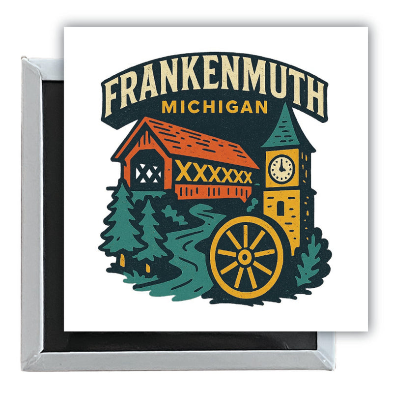 Frankenmuth Michigan Vintage Design Souvenir 2.5 x 2.5-Inch Fridge Magnet 