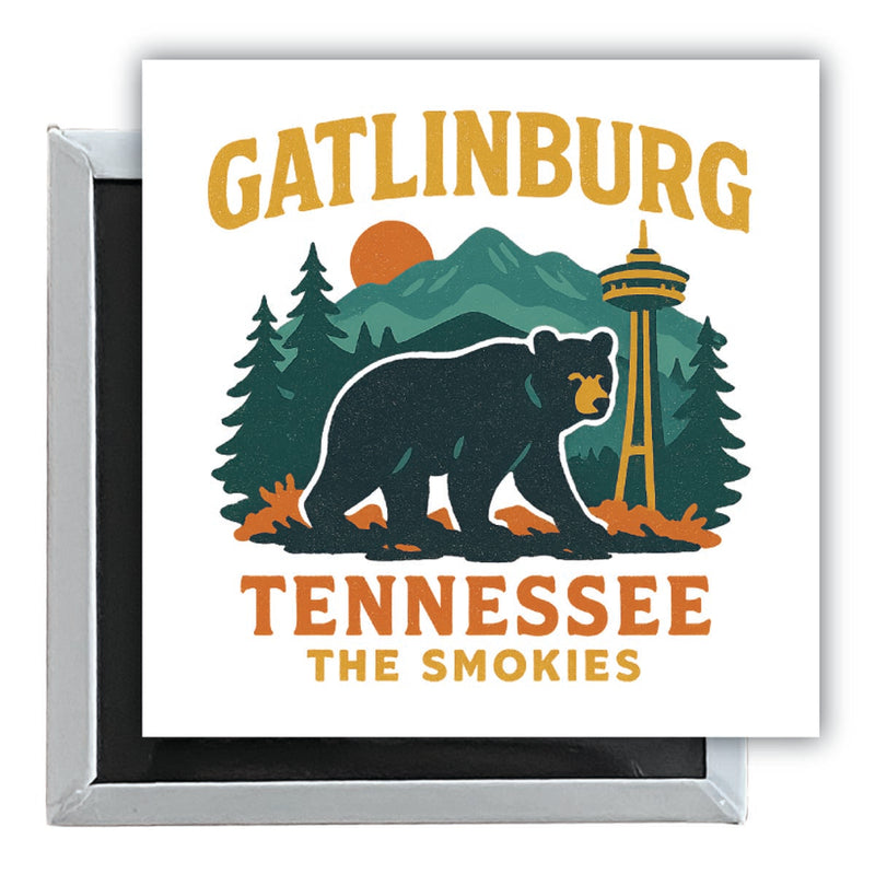 Gatlinburg Tennessee Vintage Design Souvenir 2.5 x 2.5-Inch Fridge Magnet 