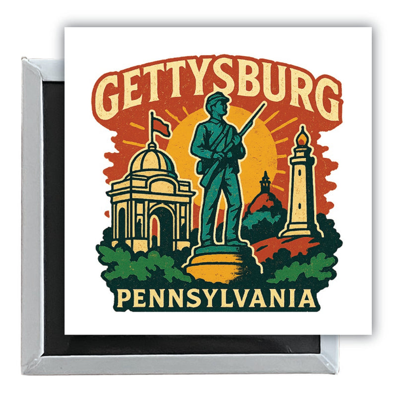 Gettysburg Pennsylvania Vintage Design Souvenir 2.5 x 2.5-Inch Fridge Magnet 