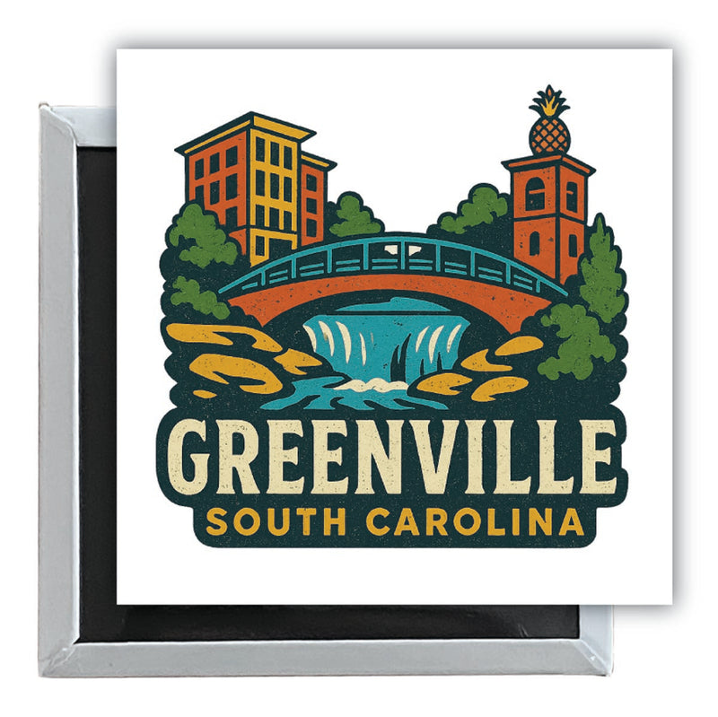 Greenville South Carolina Vintage Design Souvenir 2.5 x 2.5-Inch Fridge Magnet 