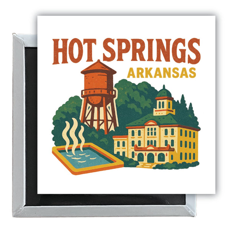 Hot Springs Arkansas Vintage Design Souvenir 2.5 x 2.5-Inch Fridge Magnet 