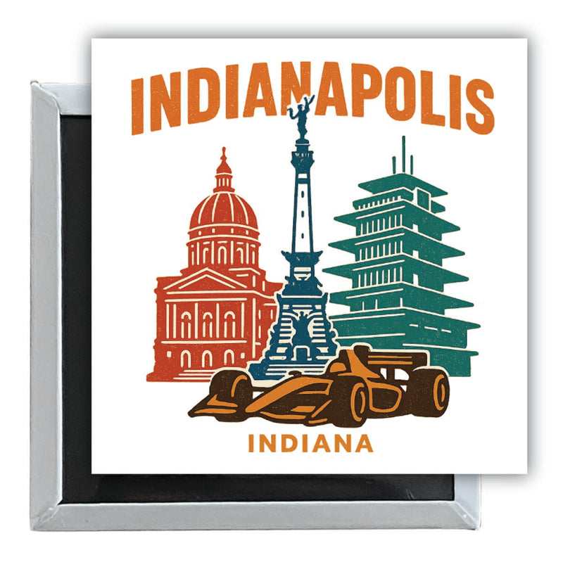 Indianapolis Indiana Vintage Design Souvenir 2.5 x 2.5-Inch Fridge Magnet 