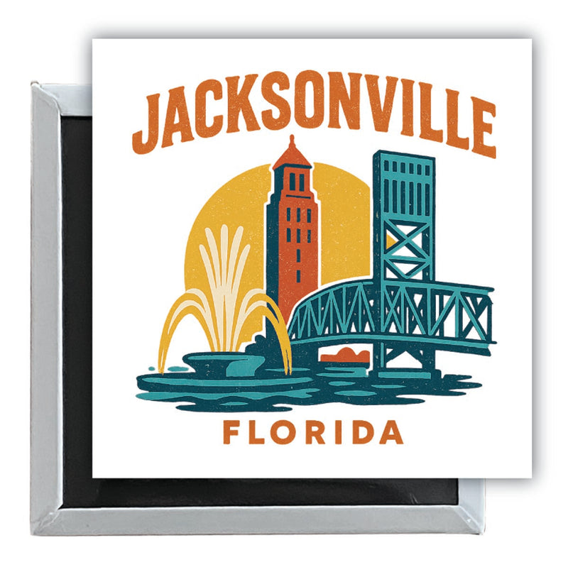 Jacksonville Florida Vintage Design Souvenir 2.5 x 2.5-Inch Fridge Magnet 