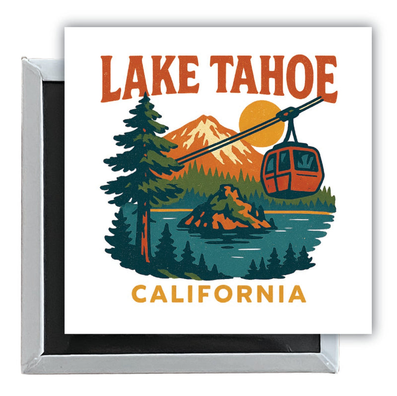 Lake Tahoe California Vintage Design Souvenir 2.5 x 2.5-Inch Fridge Magnet 