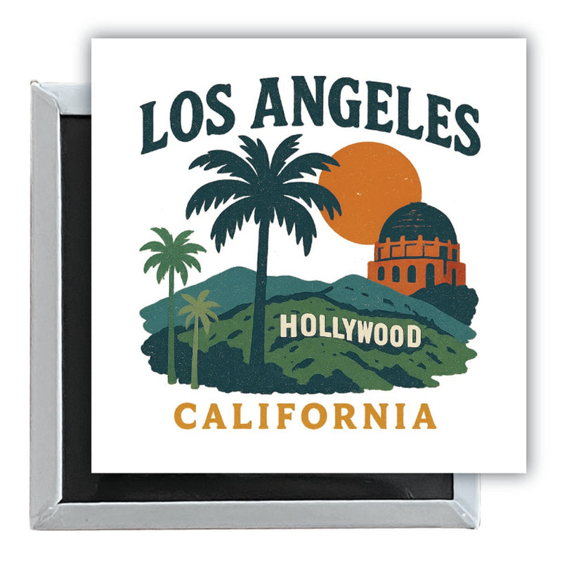 Los Angeles California Vintage Design Souvenir 2.5 x 2.5-Inch Fridge Magnet 
