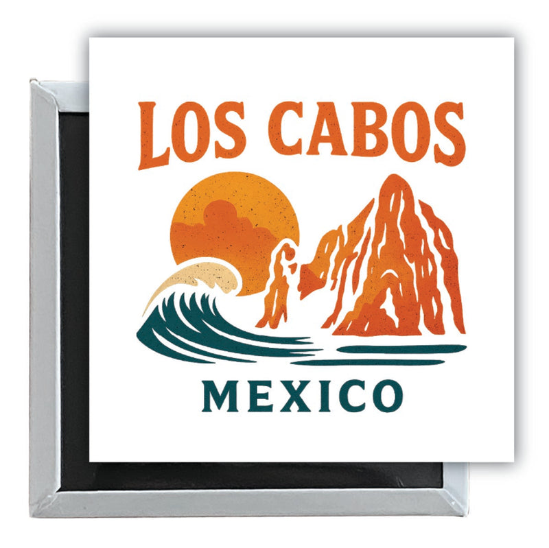 Los Cabos Mexico Vintage Design Souvenir 2.5 x 2.5-Inch Fridge Magnet 