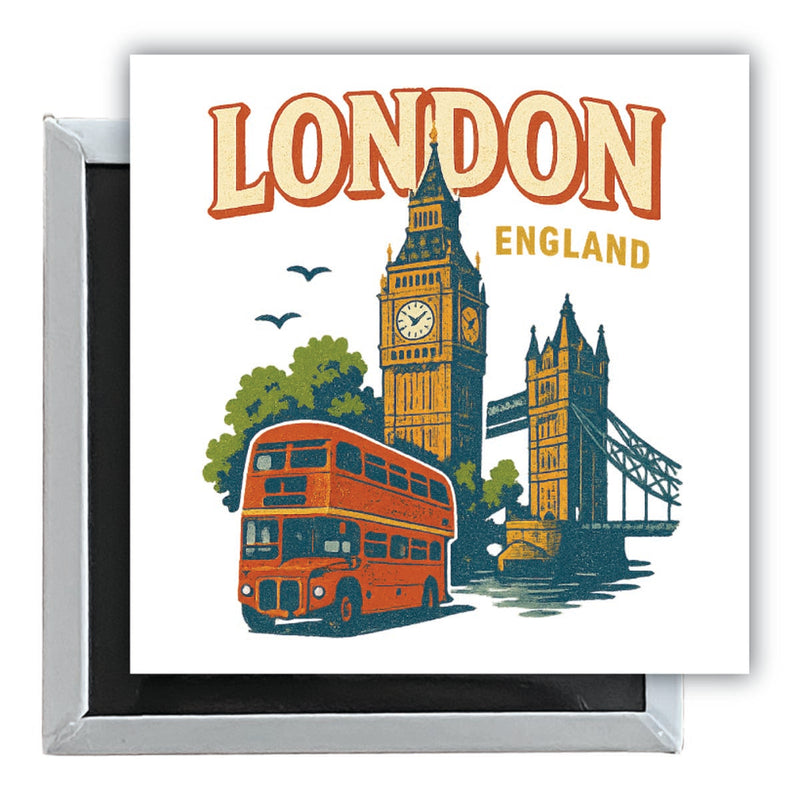 London England Vintage Design Souvenir 2.5 x 2.5-Inch Fridge Magnet 
